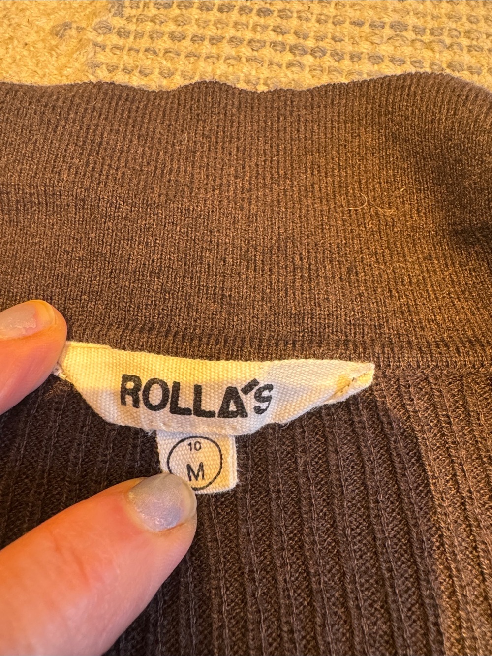 Rolla’s brown ribbed button up collared shirt - 10